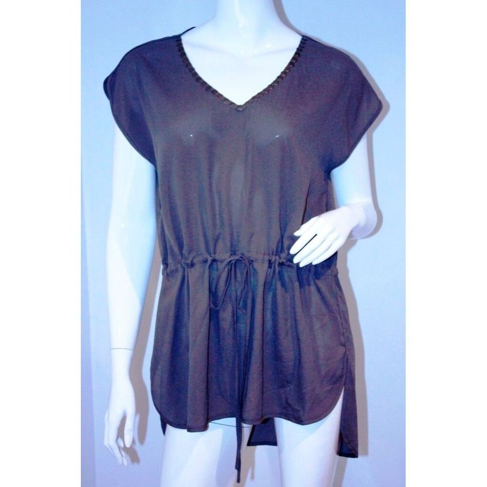 COLLECTIVE CONCEPTS Studded Shirt TOP Adjustable Belt ( S )